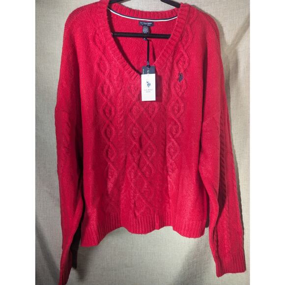 US Polo Assn Sweater Red V Neck XXXL NWT - Picture 2 of 5